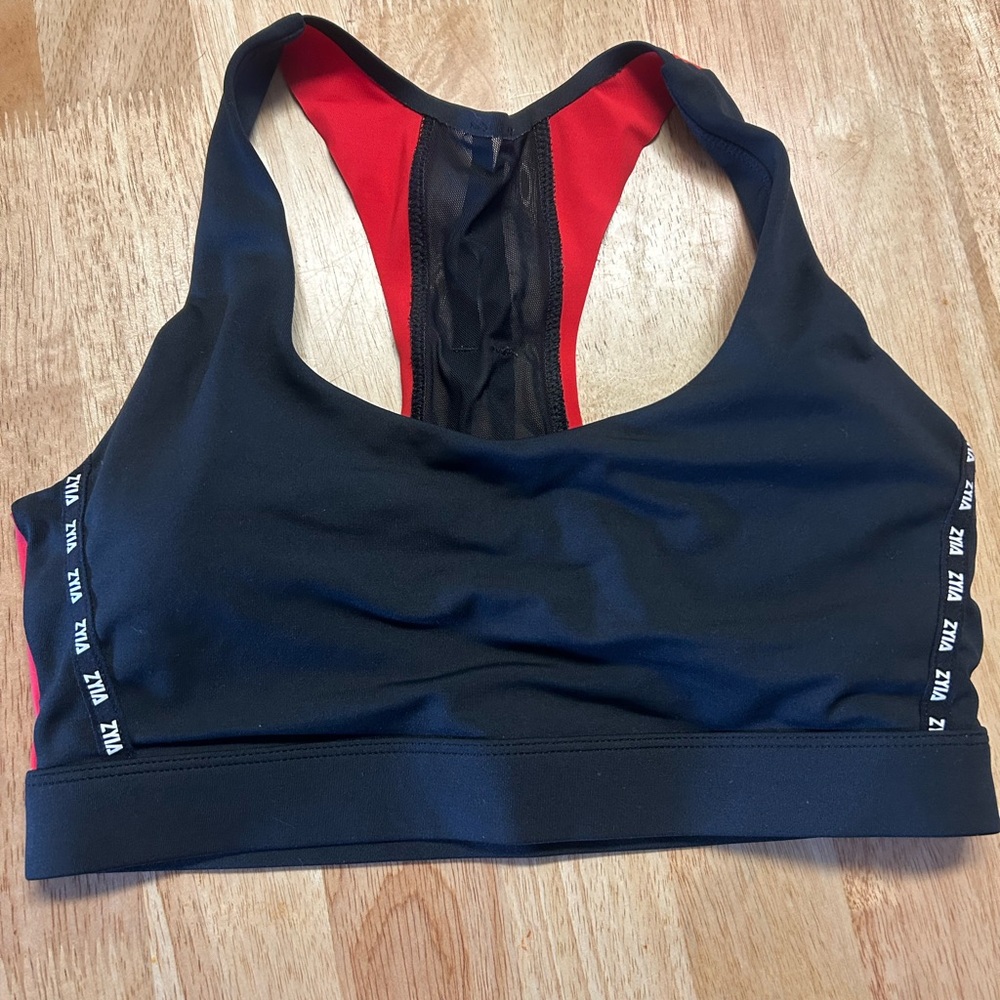 High-Support Black & Red Racerback Sports Bra - ZITA